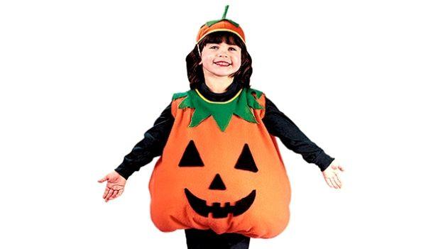 Bambino Vestito Come Una Faccia Di Zucca Fotomontaggio