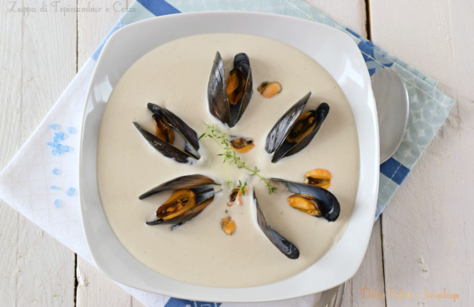 Sapore di mare: zuppa di cozze e topinambur