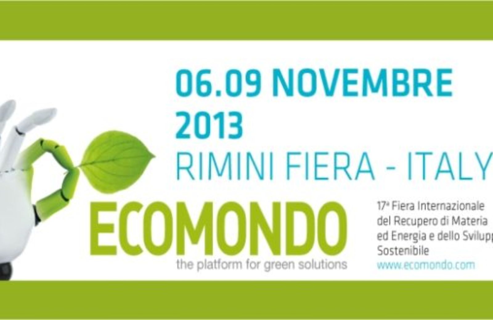 Ecomondo 2013: la green economy protagonista a Rimini Fiera 
