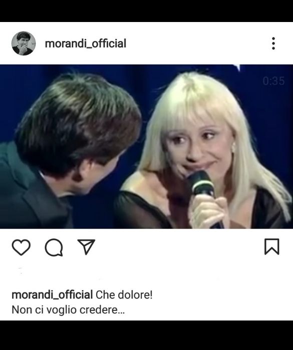 <p>Poche parole ma cariche di sofferenza: così <strong>Gianni Morandi</strong> ha salutato Raffaella Carrà sui suoi profili social. “Che dolore! Non ci voglio credere…”, ha scritto il cantante bolognese, postando un video in cui, assieme a Raffaella, intonava <em>Il mio canto libero</em> di Lucio Battisti.</p>
