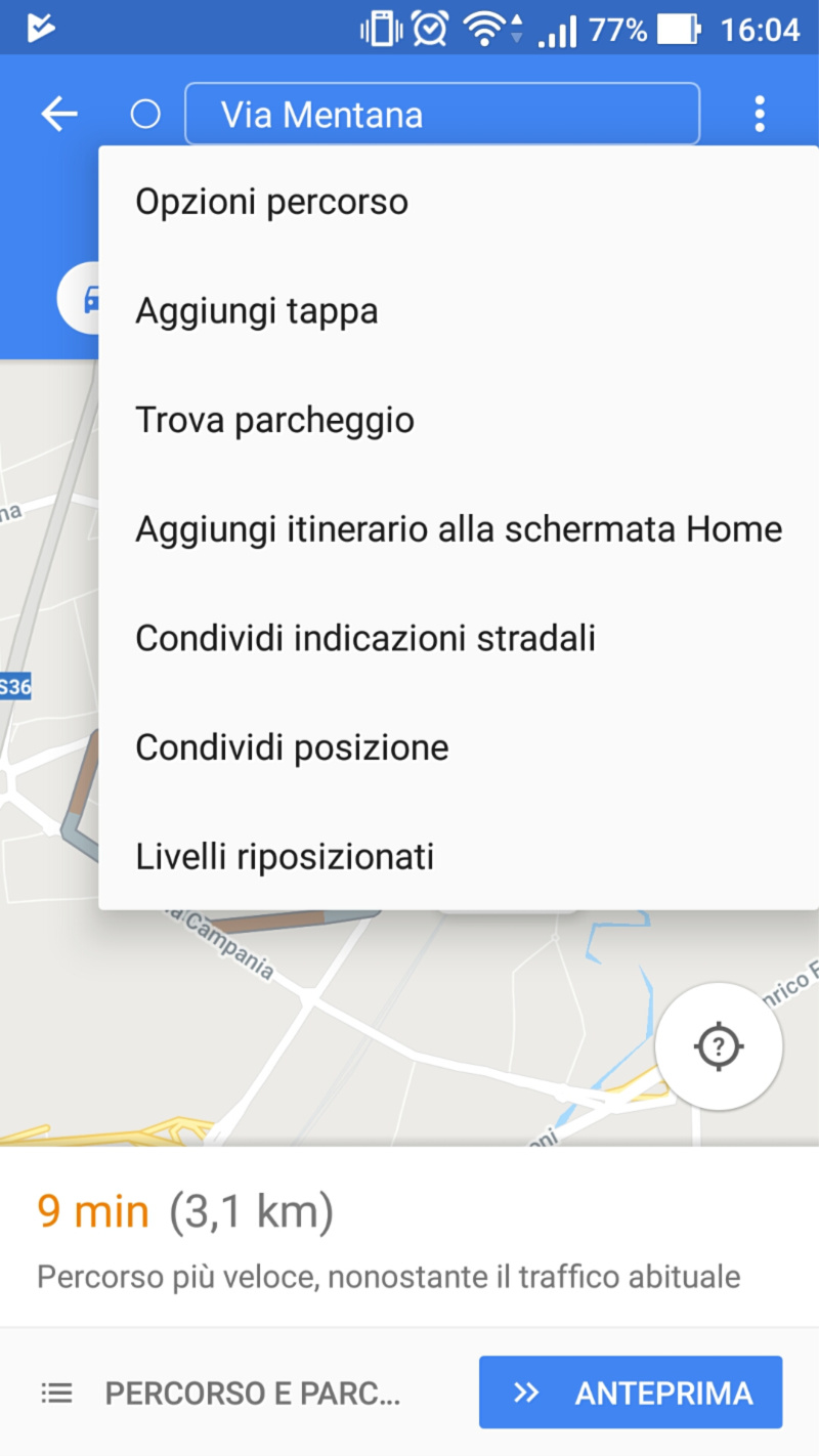 Itinerario a tappe google maps