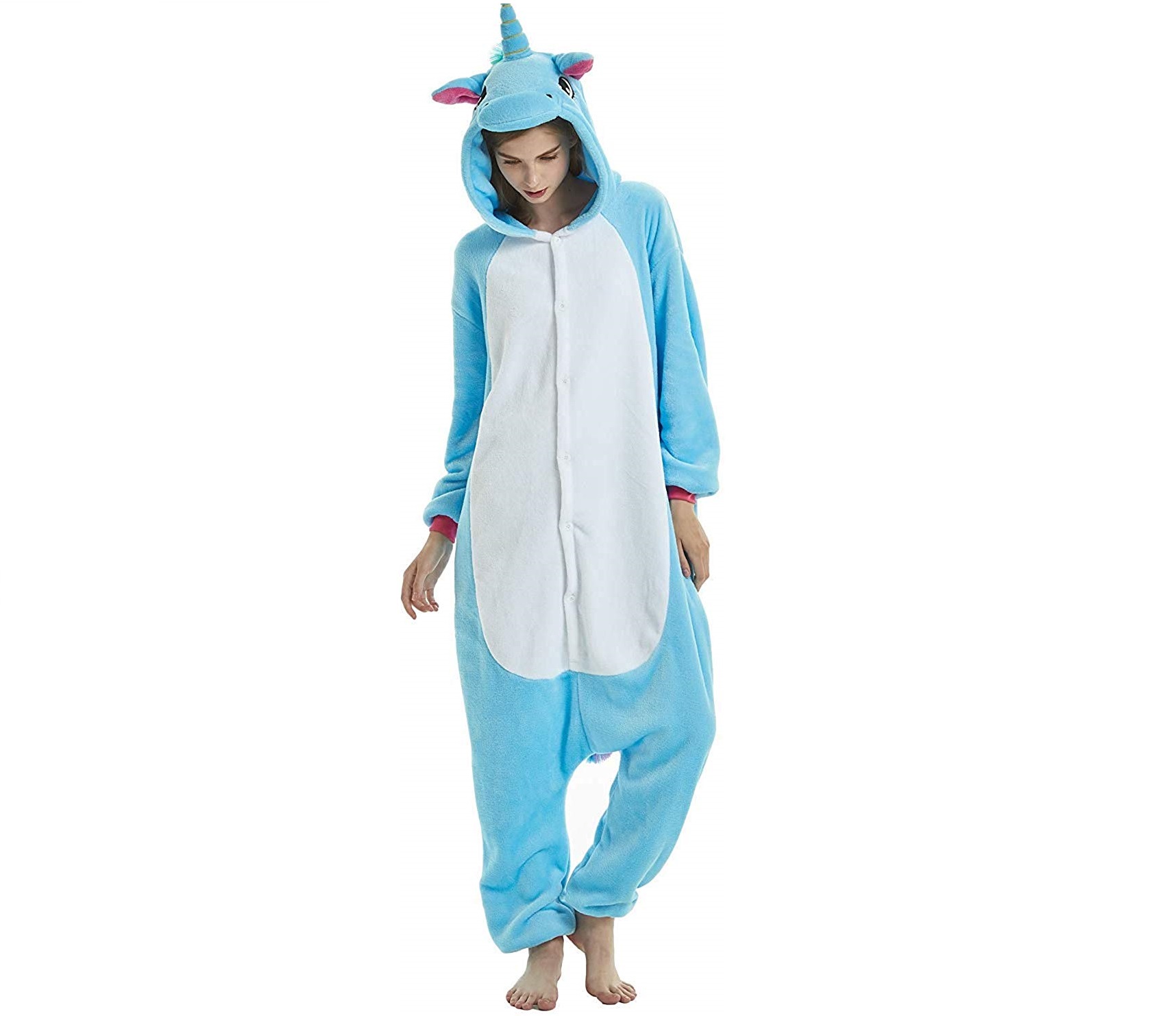 Feelme Pigiama Unicorno Unisex Con Cappuccio - Morbido E Leggero, Perfetto Per Cosplay O Relax, Taglia L (170-178 Cm)