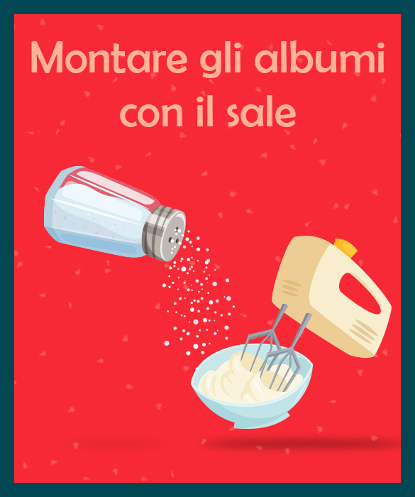 <p>Equivale a quello che fate sempre nella vita,<strong> affidarvi a soluzioni semplici e immediate</strong>, che magari vi ha consigliato nonna Pina, ma che poi ve le portate sul groppone per anni e anni. In una prima fase effettivamente <strong>il sale aiuta a creare una schiuma leggera</strong>, ma questa prima fase dura pochissimo, perché il sale ama l’acqua e se ne appropria, <strong>destabilizzando la montata</strong>, e non aiuta neanche le proteine delle uova a formarsi, vedrete dopo poco tempo<strong> una bavetta gialla di albume fuoriuscire</strong>, allora vietato piangere. Se proprio volete ci mettete <strong>una goccia di limone</strong>.</p>
