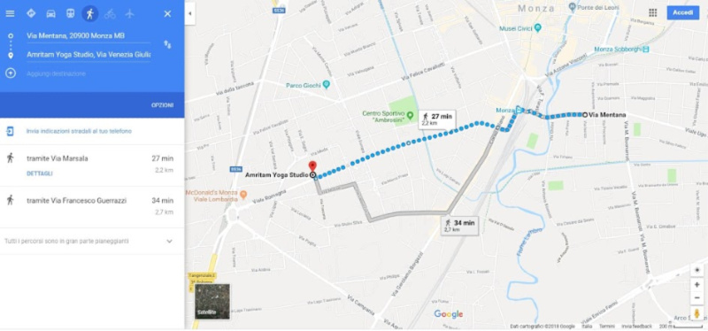 google maps itinerario a piedi