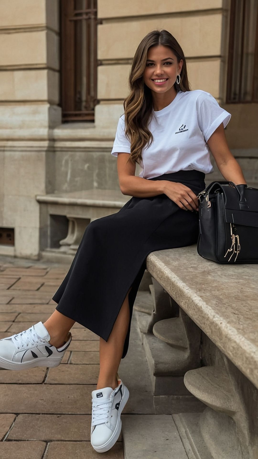 Gonna midi e sneakers