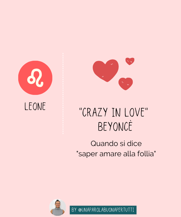<p><em>Crazy in love</em> di <strong>Beyoncè</strong>, quando si dice "saper <strong>amare alla follia</strong>".</p>
